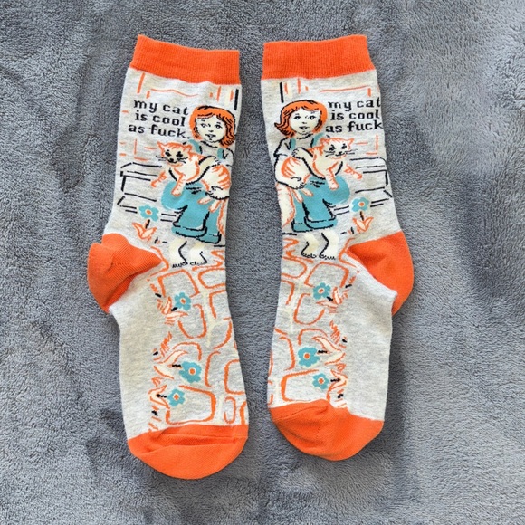 #2 My cat is cool as f@ck BlueQ blue Q socks - Picture 2 of 5